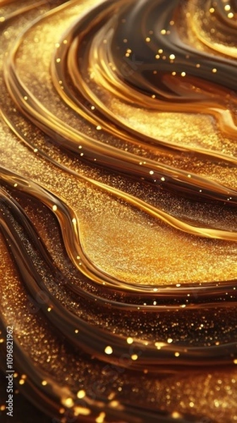 Fototapeta Abstract wave patterns in shimmering gold and bronze, creating an elegant and luxurious feel.