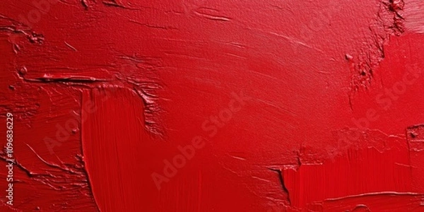 Obraz Textured Red Solid Background Featuring Brush Stroke Effects. Perfect for Modern Layout or Artistic Presentation Design