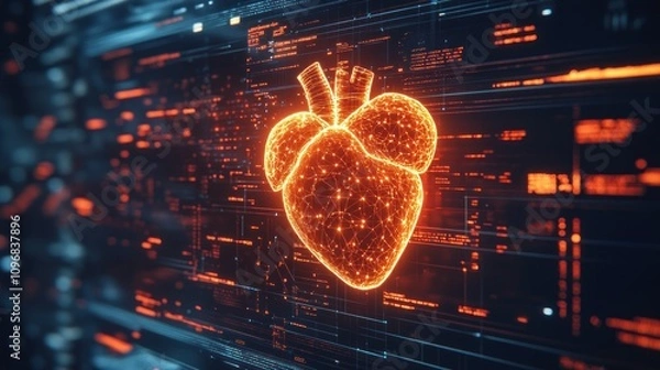 Fototapeta Digital Heart: A Glowing Representation of Cardiac Health in the Digital Age