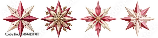 Fototapeta Set of Christmas star isolated on transparent background