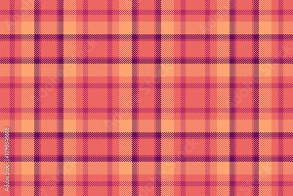 Fototapeta Rich vector fabric texture, shape seamless plaid textile. Industrial tartan pattern check background in red and orange colors.