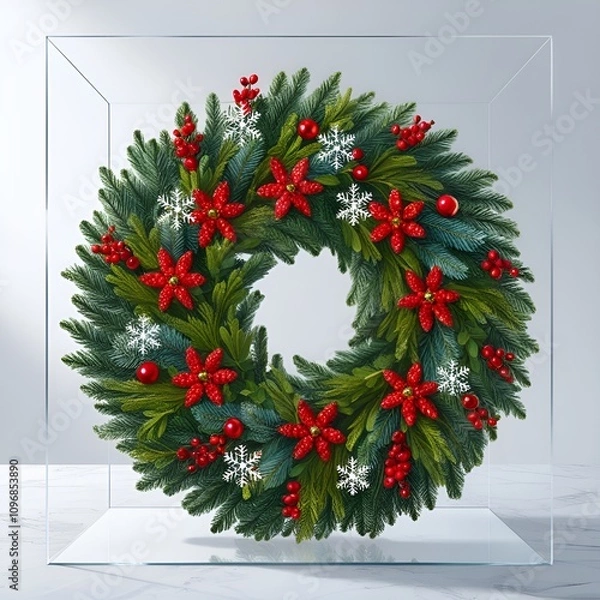 Fototapeta Christmas wreath transparent background