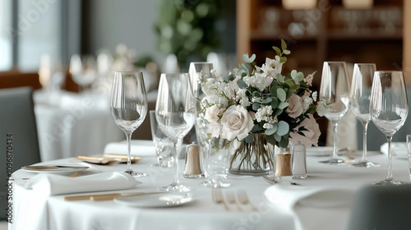 Fototapeta Elegant Wedding Table Setting with Sophisticated Decor