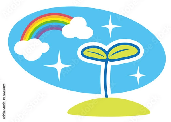 Fototapeta 雨上がり　萌える　双葉