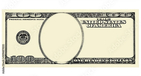 Obraz 100 Dollar Bill Front with copyspace, isolated for design