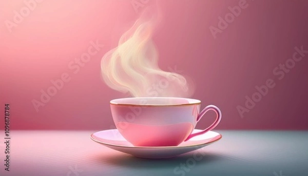 Obraz Cup of tea with a saucer on a table