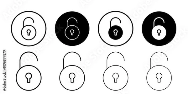Fototapeta Unlock icon Thin line illustration set