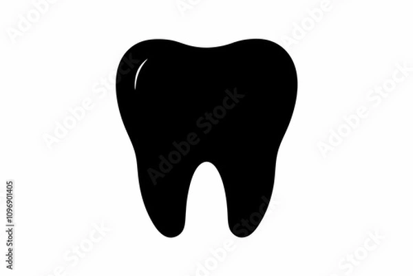 Fototapeta Tooth vector icon, tooth silhouette vector, Black tooth shape symbol
