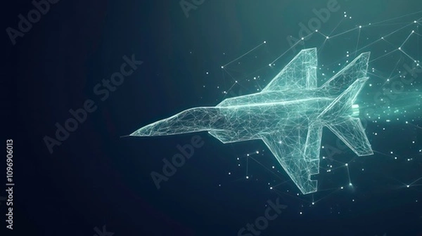 Fototapeta Abstract digital jet fighter plane flying in the sky.