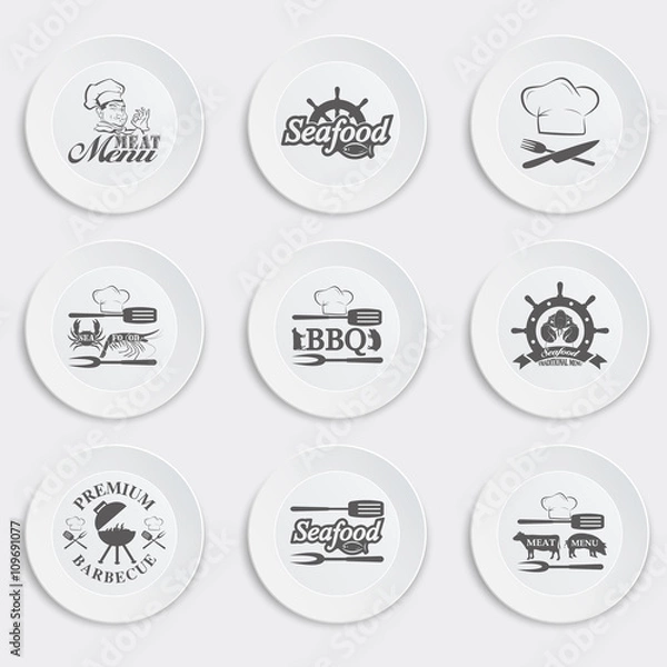 Fototapeta set of plates on a white background. 