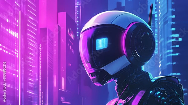 Fototapeta Ai robot defense mechanism digital realm visual art cyber environment futuristic viewpoint cybersecurity protection concept. Futuristic Robot Realm. Illustration