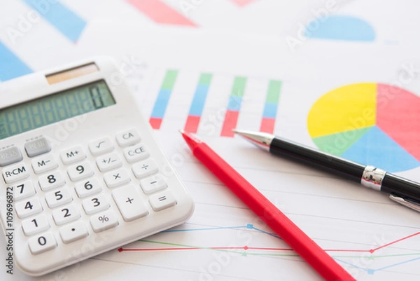 Fototapeta グラフと電卓