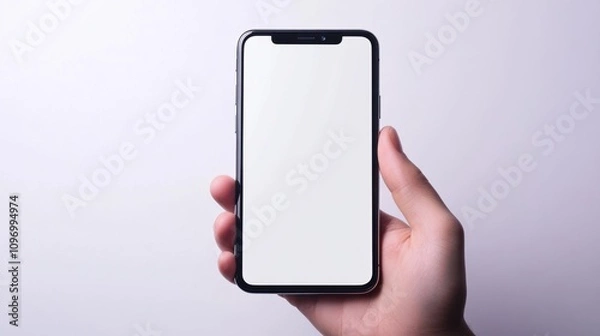 Fototapeta Blank Smartphone Screen in Hand, Mockup for App Presentation
