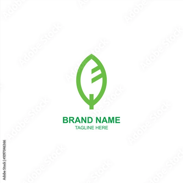 Obraz brand logo leaf icon with creative vector illustration