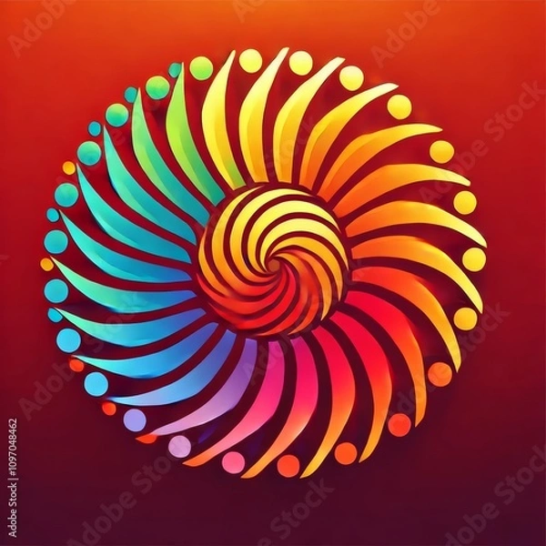 Fototapeta Dynamic logo with people in a kaleidoscope, group logo