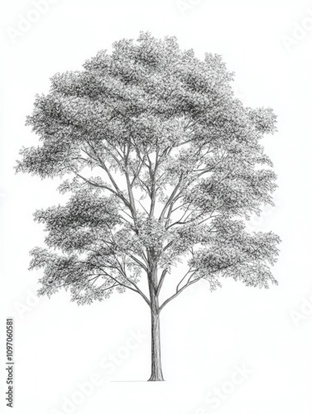 Fototapeta Serene Tree on a Blank Background
