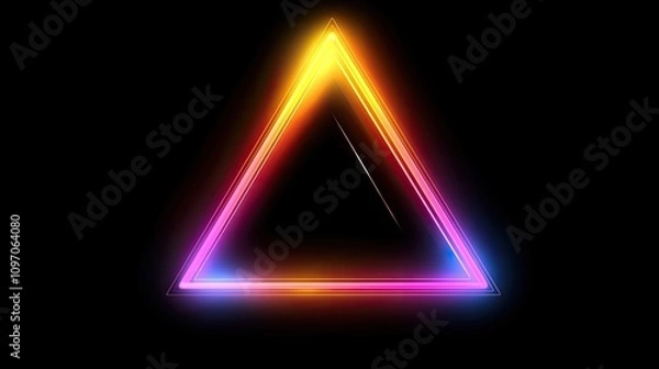 Obraz Abstract composition of glowing neon triangles, layered for depth and creating a futuristic 3D effect in a dark void