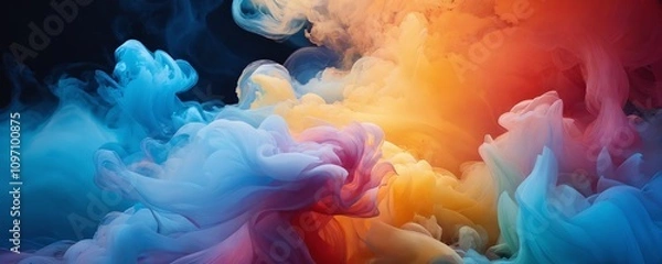 Fototapeta Colorful swirling smoke in vibrant hues creating a dynamic and abstract display of motion and light