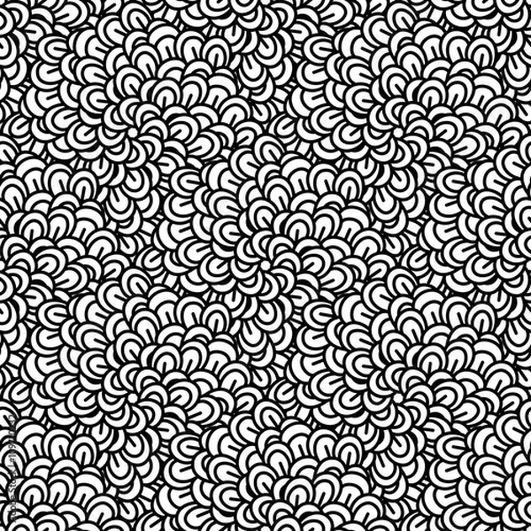 Fototapeta Black and white seamless pattern. Ethnic henna hand drawn background for coloring book, textile or wrapping.