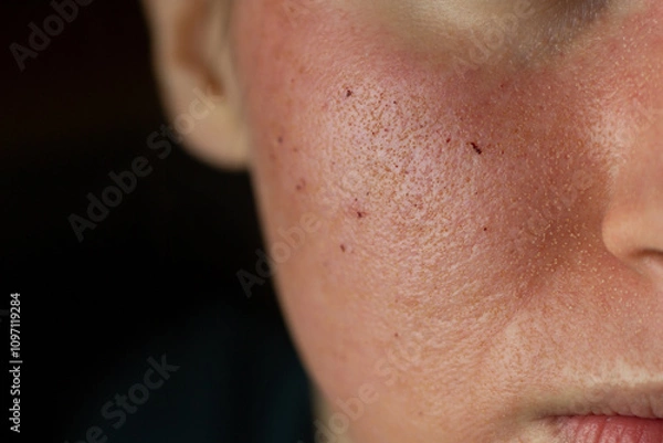 Fototapeta Close-up of skin after laser resurfacing – CO2 fractionated laser.