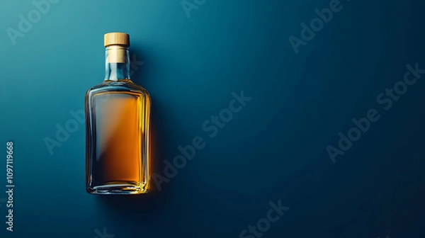 Fototapeta Whiskey Bottle on Dark Blue Background
