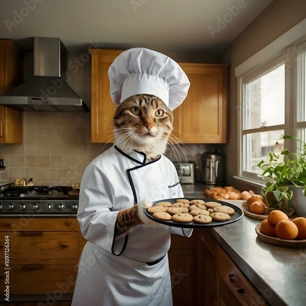 Obraz Cat Chef Baking Cookies
