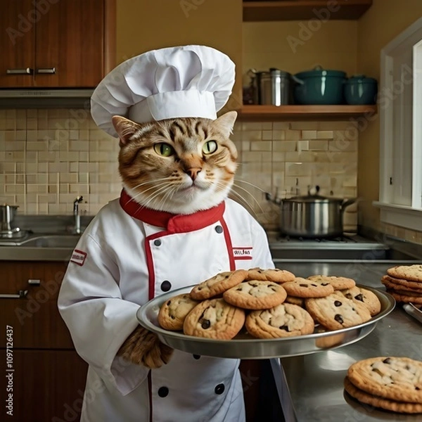 Obraz Cat Chef Baking Cookies