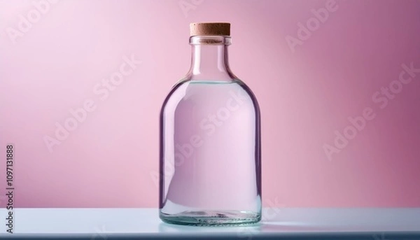 Fototapeta 매끄럽고 투명한 유리병과 파스텔톤 배경