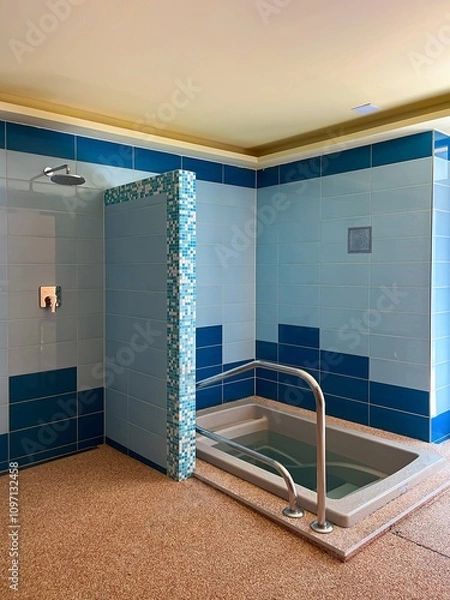 Fototapeta Cold plunge pool and shower in wellness