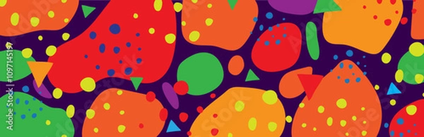Obraz Bright Colorful Abstract Spots on a Dark Vector Background. Pop Art Style Vector Pattern	