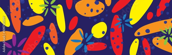 Obraz Bright Colorful Abstract Spots on a Dark Vector Background. Pop Art Style Vector Pattern	