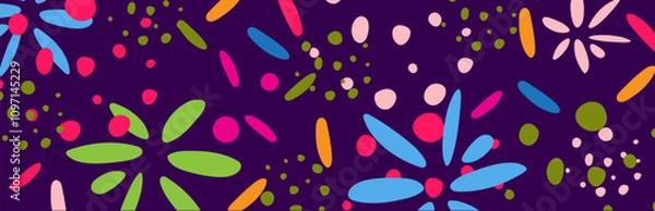 Obraz Bright Colorful Abstract Spots on a Dark Vector Background. Pop Art Style Vector Pattern