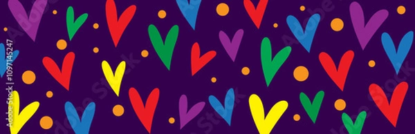 Obraz Bright Colorful Abstract Hearts. Vector Background. Pop Art Style Vector Pattern for Love, Pride and Celebration Theme