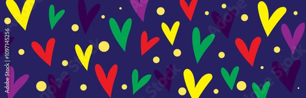 Obraz Bright Colorful Abstract Hearts Background – Pop Art Style Vector Pattern for Love, Pride and Celebration Theme