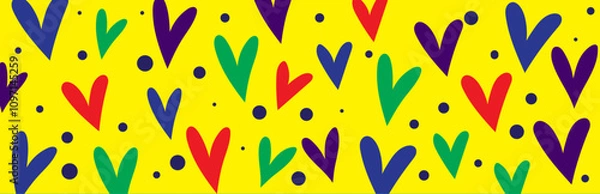 Obraz Bright Colorful Abstract Hearts Vector Background – Pop Art Style Vector Pattern for Love, Pride and Celebration Theme	