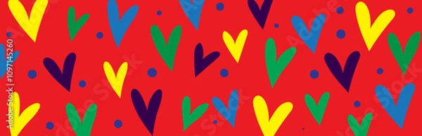 Obraz Bright Colorful Abstract Hearts Vector Background – Pop Art Style Vector Pattern for Love, Pride and Celebration Theme