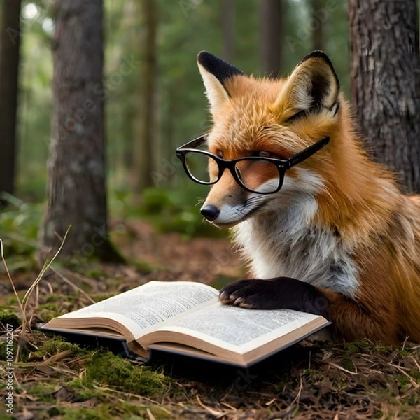 Obraz Smart Fox Reading Book