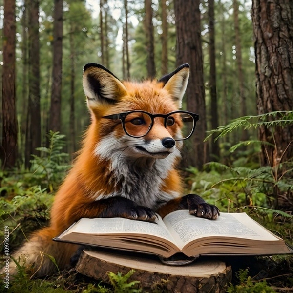 Obraz Smart Fox Reading Book