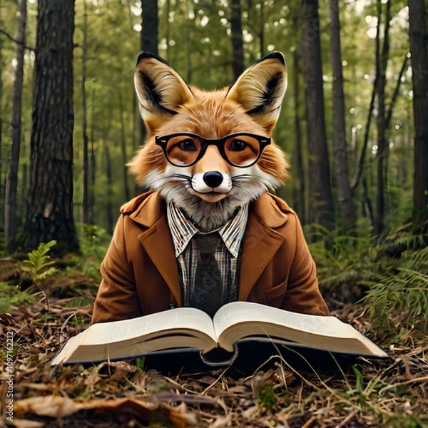 Obraz Smart Fox Reading Book