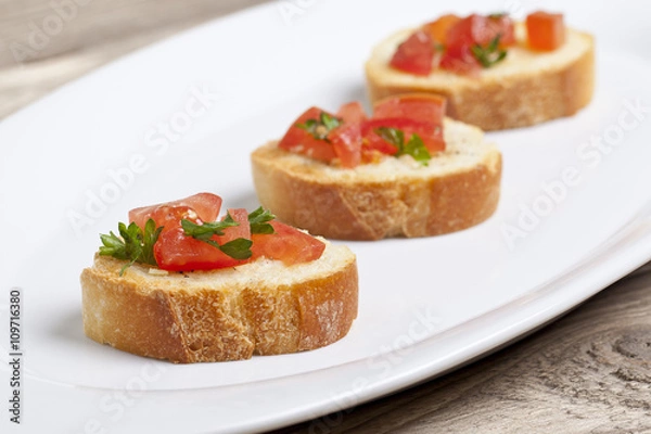 Fototapeta three slices of bruschetta