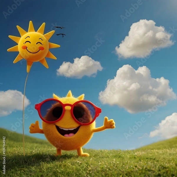 Obraz Happy Sun with Sunglasses