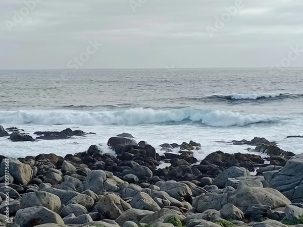 Fototapeta waves on the rocks