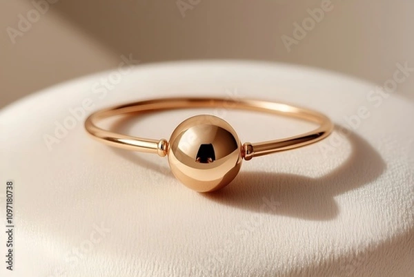 Obraz Rose Gold Bangle Bracelet with Spherical Charm