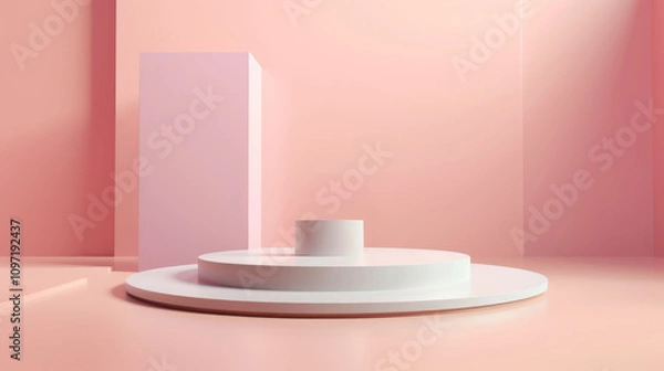 Fototapeta Whimsical Display. shelf stands in a room, awaiting product demonstration. Generative AI