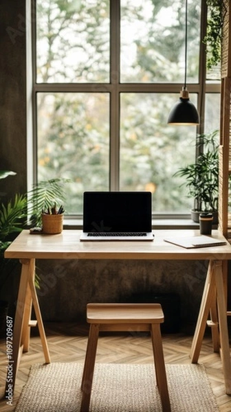 Fototapeta business desk concept with laptop