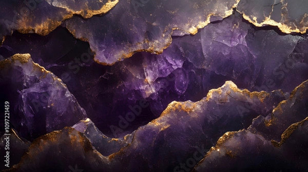 Obraz Deep amethyst stone texture with shimmering golden veins giving a luxurious and rich visual effect