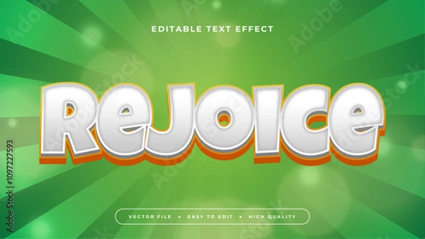 Fototapeta White Orange and Green Rejoice 3d Editable Text Effect - Font Style