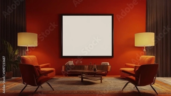 Fototapeta Mid Century Modern Living Room Interior Design