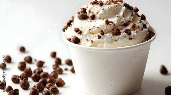 Fototapeta Vanilla Ice Cream with Chocolate Chips - Delicious Food Photography