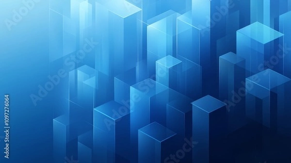 Obraz Abstract blue geometric background with 3d shapes.